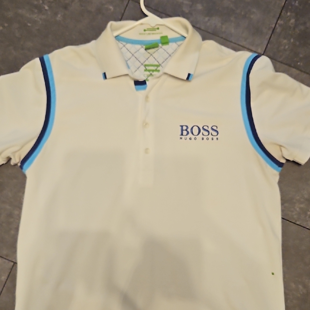 Hugo Boss White Polo Shirt with Blue Accents